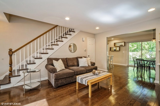 1767 Jefferson Ave, Glenview, IL 60025 - living area featuring recessed lighting, stairway, baseboards, and hardwood / wood-style floors