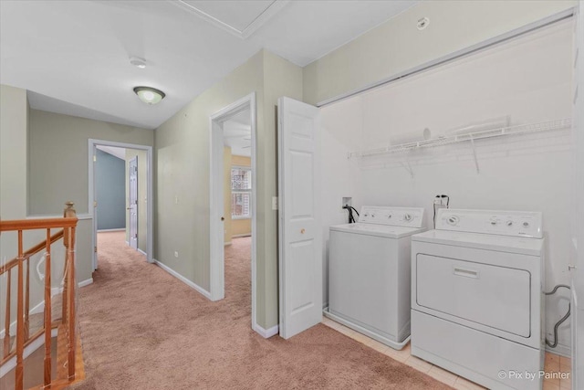 2097 Ivy Ridge Dr Unit 2097, Hoffman Estates, IL 60192 - clothes washing area featuring independent washer and dryer, baseboards, laundry area, and light carpet
