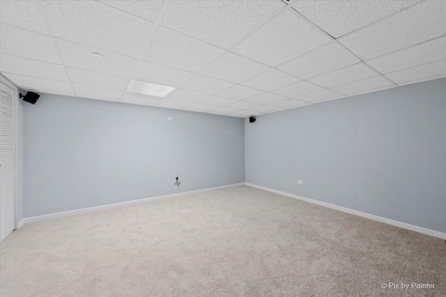 2097 Ivy Ridge Dr Unit 2097, Hoffman Estates, IL 60192 - finished below grade area with a paneled ceiling, carpet, and baseboards