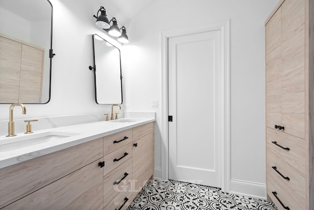 1544 Longvalley Rd, Glenview, IL 60025 - full bathroom with tile patterned floors, double vanity, and a sink