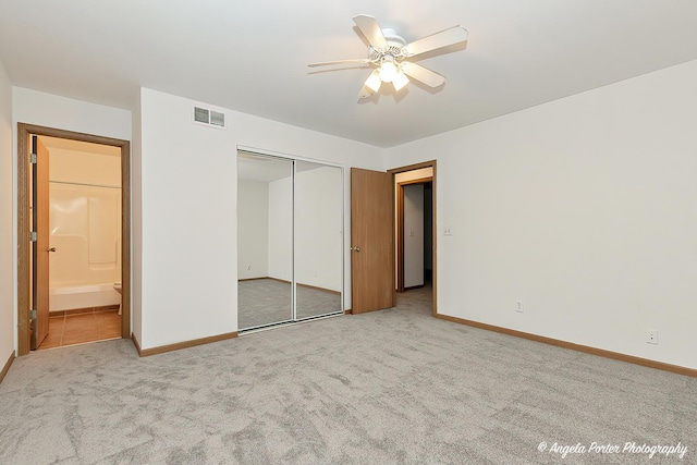 35850 N Benjamin Ave, Ingleside, IL 60041 - unfurnished bedroom featuring carpet flooring, baseboards, a closet, a ceiling fan, and ensuite bath