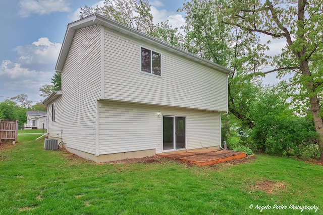 35850 N Benjamin Ave, Ingleside, IL 60041 - rear view of house with a yard, cooling unit, and a wooden deck