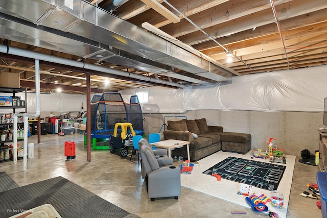 view of unfinished basement