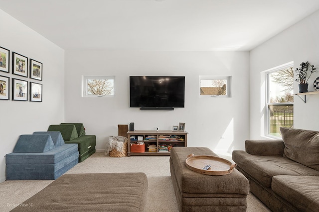 view of carpeted living area