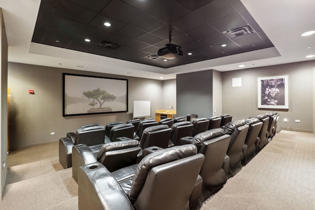 225 N Columbus Dr Unit 5305, Chicago, IL 60601 - carpeted cinema featuring a raised ceiling, baseboards, and recessed lighting