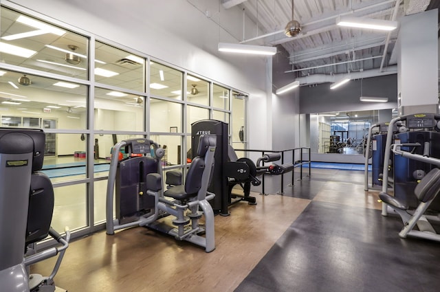 225 N Columbus Dr Unit 5305, Chicago, IL 60601 - exercise room with a high ceiling