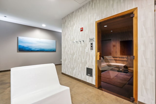 225 N Columbus Dr Unit 5305, Chicago, IL 60601 - hallway featuring recessed lighting, a relaxing sauna, tile patterned flooring, and baseboards