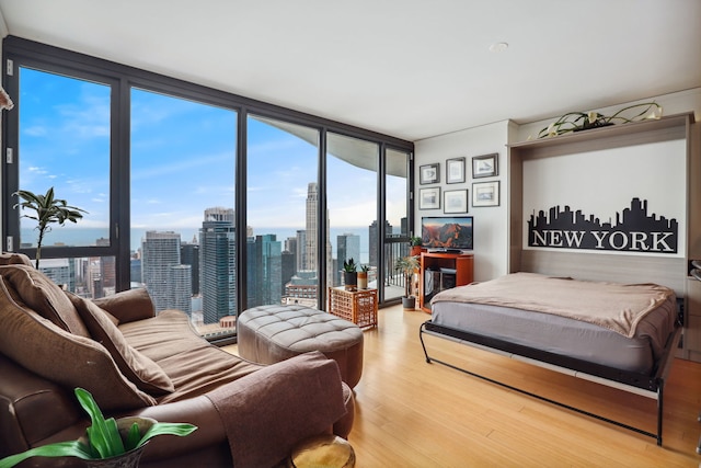 225 N Columbus Dr Unit 5305, Chicago, IL 60601 - bedroom featuring wood finished floors and a wall of windows