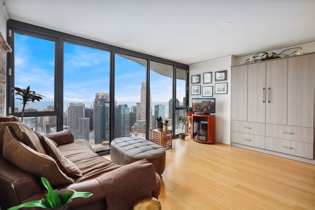 225 N Columbus Dr Unit 5305, Chicago, IL 60601 - living room featuring light wood finished floors, a wall of windows, and healthy amount of natural light