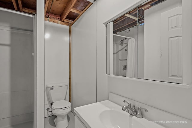 308 Eaton Ave, Romeoville, IL 60446 - full bathroom featuring toilet, a shower with curtain, and vanity