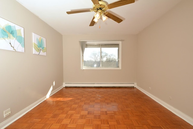 4731 Saint Joseph Creek Rd Unit 5G, Lisle, IL 60532 - unfurnished room with a baseboard heating unit, baseboards, and ceiling fan