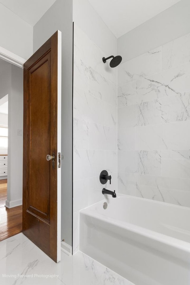 1916 Kenilworth Ave, Berwyn, IL 60402 - full bathroom with shower / bath combination, marble finish floor, and baseboards