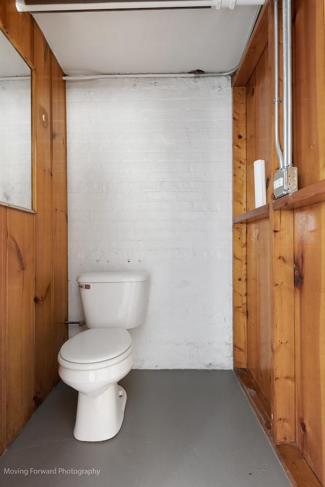 1916 Kenilworth Ave, Berwyn, IL 60402 - bathroom with toilet, finished concrete floors, and wooden walls