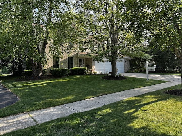2219 Barrett Dr, Algonquin, IL 60102 - view of property hidden behind natural elements with stone siding, a front yard, and concrete driveway
