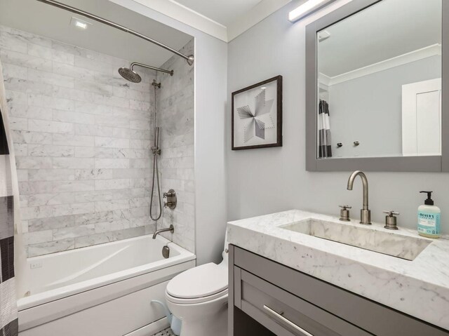9748 Mill Dr E Unit 2E, Palos Park, IL 60464 - full bath featuring shower / tub combo, toilet, vanity, and crown molding