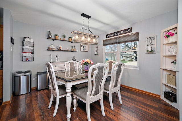 dining area featuring baseboards and dark wood finished floors