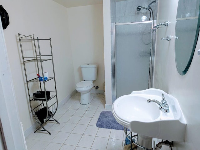 18507 Indie Ct, Hazel Crest, IL 60429 - bathroom with a shower stall, toilet, tile patterned flooring, and baseboards