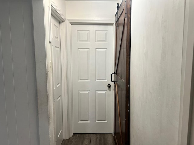 14701 E Riverside Dr, South Holland, IL 60473 - corridor featuring dark wood-style flooring and a barn door