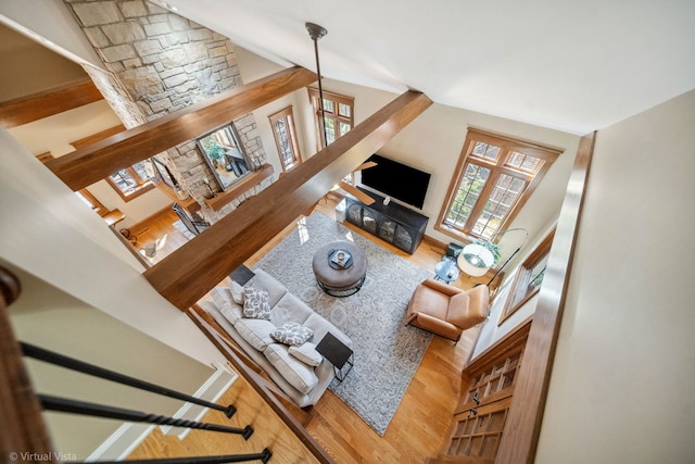 living area featuring wood finished floors