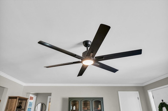 415 E 14th St, Gibson City, IL 60936 - interior details featuring ceiling fan and ornamental molding