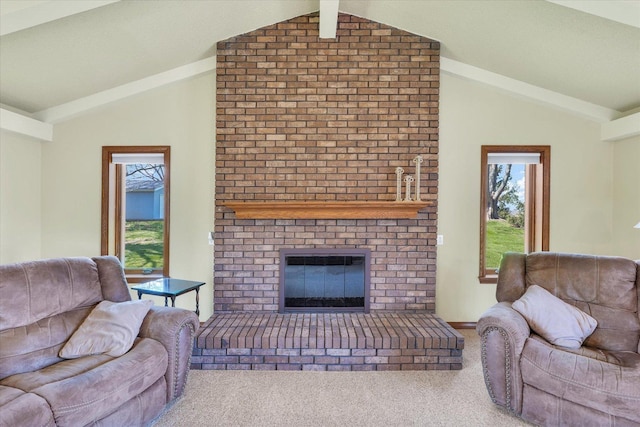 2 Woodland Dr, White Heath, IL 61884 - carpeted living area featuring a brick fireplace