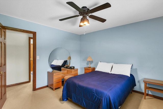2 Woodland Dr, White Heath, IL 61884 - bedroom featuring carpet floors, baseboards, and ceiling fan