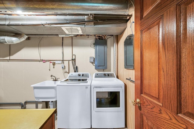 2 Woodland Dr, White Heath, IL 61884 - laundry area featuring washer and clothes dryer and electric panel