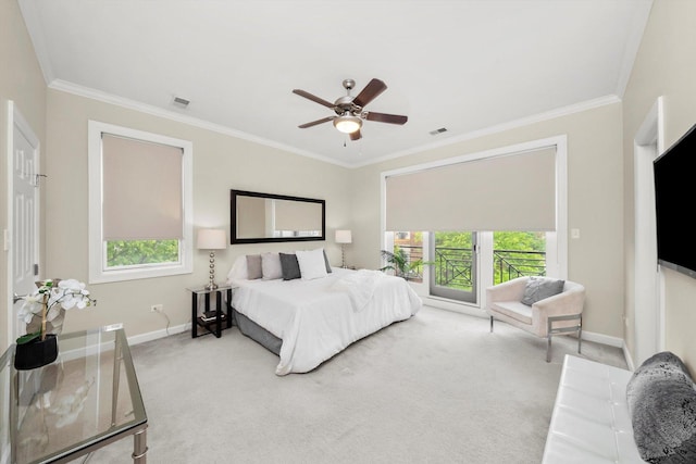 3443 N Lincoln Ave Unit 4A, Chicago, IL 60657 - bedroom featuring access to outside, carpet, baseboards, multiple windows, and crown molding