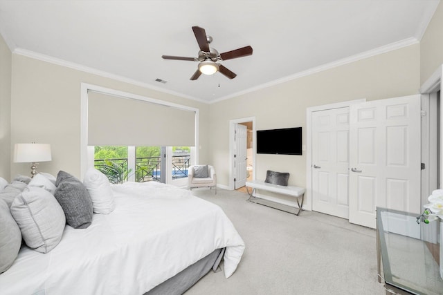 3443 N Lincoln Ave Unit 4A, Chicago, IL 60657 - carpeted bedroom with crown molding, baseboards, ceiling fan, and ensuite bathroom