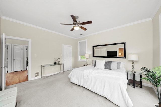 3443 N Lincoln Ave Unit 4A, Chicago, IL 60657 - carpeted bedroom featuring crown molding, baseboards, and ceiling fan