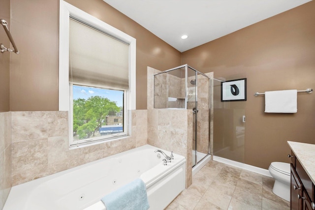 3443 N Lincoln Ave Unit 4A, Chicago, IL 60657 - bathroom with a jetted tub, vanity, a shower stall, and toilet