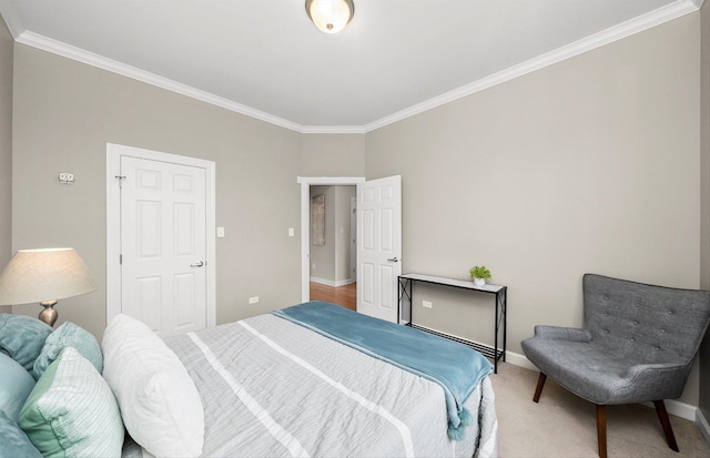 3443 N Lincoln Ave Unit 4A, Chicago, IL 60657 - bedroom with ornamental molding, light colored carpet, and baseboards