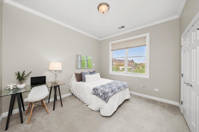 3443 N Lincoln Ave Unit 4A, Chicago, IL 60657 - bedroom with crown molding, light colored carpet, baseboards, and an office area