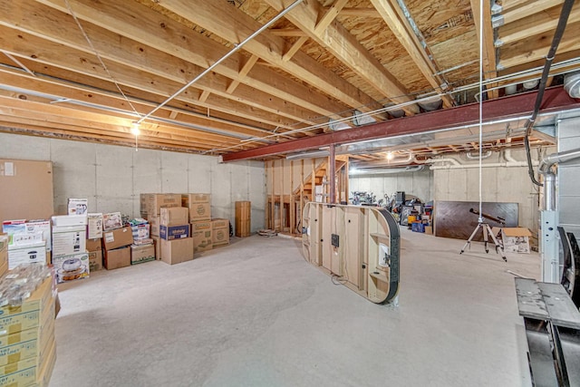 unfinished below grade area with stairway