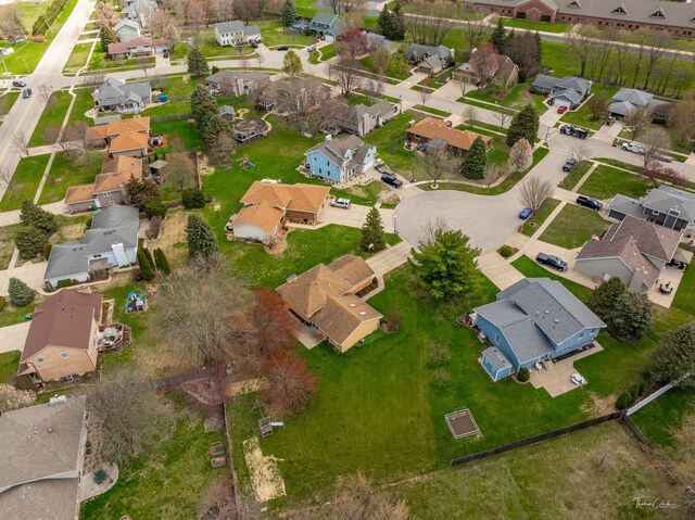 bird's eye view with a residential view