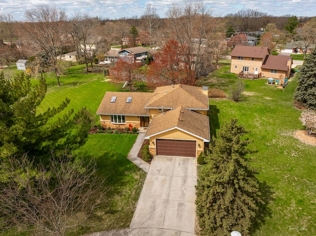 bird's eye view with a residential view