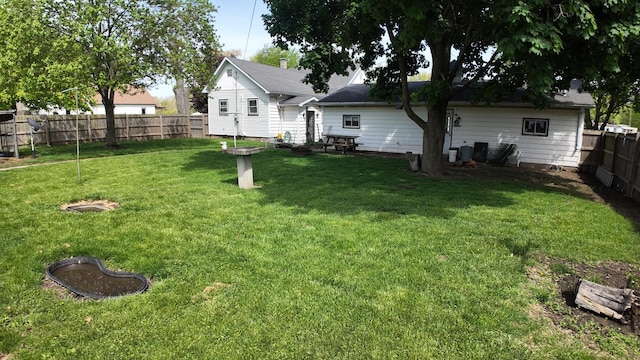 view of yard featuring a fenced backyard