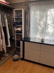 spacious closet featuring light wood-style flooring