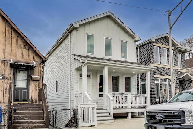 view of front of property with a porch and board and batten siding