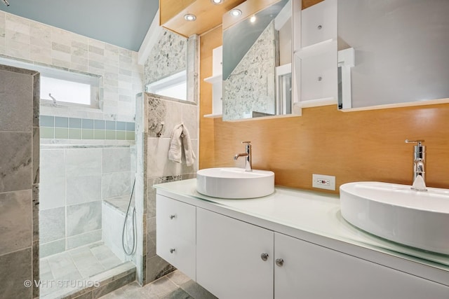 209 W Lake St, Barrington, IL 60010 - bathroom featuring double vanity and walk in shower