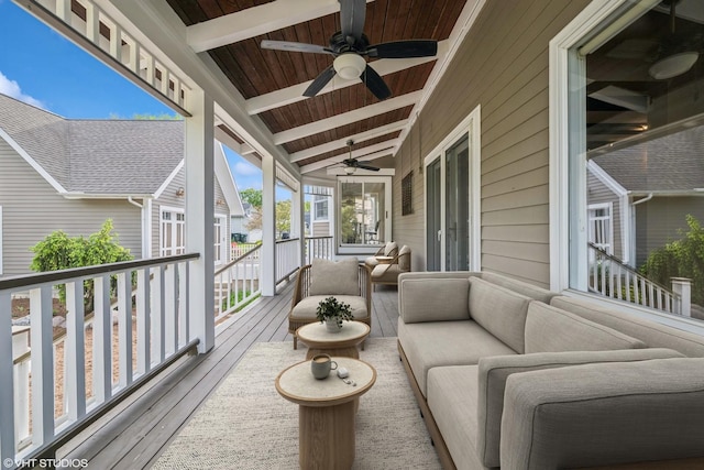 209 W Lake St, Barrington, IL 60010 - sunroom featuring a ceiling fan and an outdoor living space