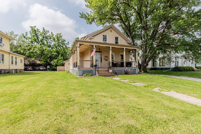112 E Peru St, Princeton, IL 61356 - view of front of home with a front yard, covered porch, and ceiling fan