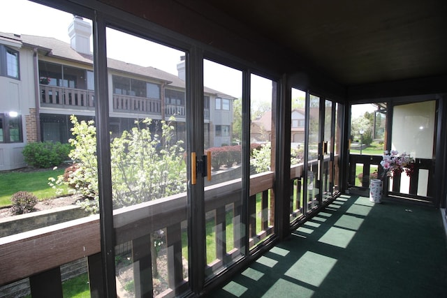 view of unfurnished sunroom