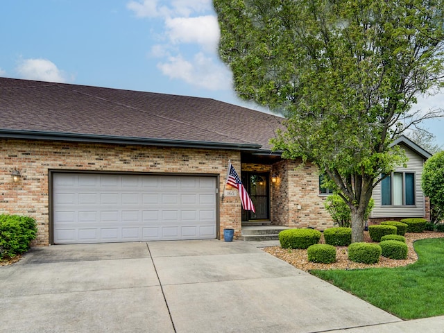 165 Fairfield Dr Unit 35B, New Lenox, IL 60451 - view of front of property with brick siding, driveway, an attached garage, and roof with shingles