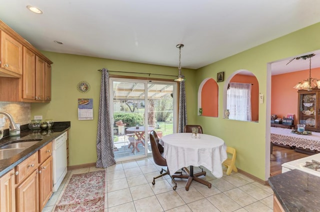 1735 W Woodland Ave, Addison, IL 60101 - dining space with a healthy amount of sunlight, light tile patterned floors, baseboards, and recessed lighting