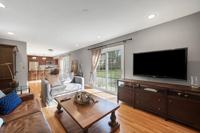 2005 Brentwood Ln, Wheaton, IL 60189 - living area featuring light wood-style floors and recessed lighting