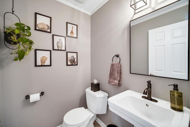 2005 Brentwood Ln, Wheaton, IL 60189 - bathroom with toilet, ornamental molding, and a sink