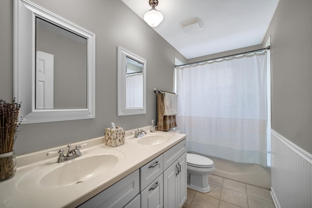 2005 Brentwood Ln, Wheaton, IL 60189 - full bath featuring tile patterned flooring, visible vents, a sink, and toilet