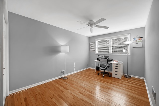2005 Brentwood Ln, Wheaton, IL 60189 - office featuring light wood-type flooring, baseboards, and ceiling fan