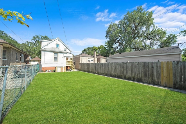 view of yard with a fenced backyard